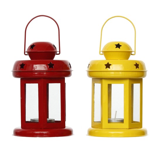 eCraftIndia Set of 2 Handcrafted Tea Light Holder Lanterns eCraftIndia Set of 2 Handcrafted Tea Light Holder Lanterns