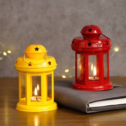 eCraftIndia Set of 2 Handcrafted Tea Light Holder Lanterns