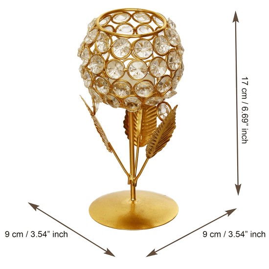 eCraftIndia White & Gold-Toned Leaf Shape Crystal Tea Light Holder eCraftIndia White & Gold-Toned Leaf Shape Crystal Tea Light Holder