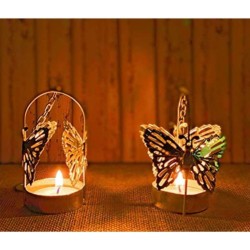 thrifkart Gold Hanging Wood Tea Light Holder - Pack of 1