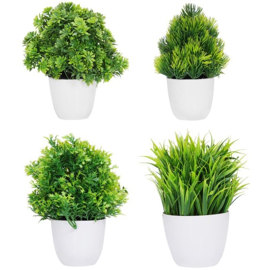 HOMETALES - Green Wild Artificial Bonsai ( Pack of 4 )