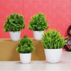 HOMETALES - Green Wild Artificial Bonsai ( Pack of 4 )