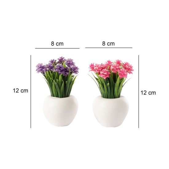 HOMETALES - Multicolor Wild Artificial Flowers With Pot ( Pack of 2 )