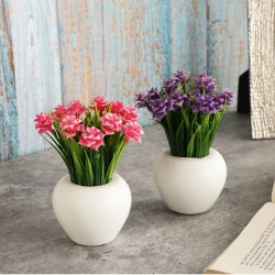 HOMETALES - Multicolor Wild Artificial Flowers With Pot ( Pack of 2 )