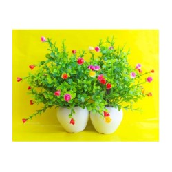 zonezer - Multicolor Daisy Artificial Flowers With Pot ( Pack of 2 )