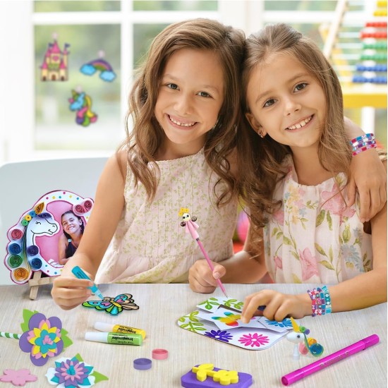 Imagimake 3-in-1 Awesome Craft Kit - Kids Arts and Crafts - Arts and Crafts for Kids Ages 6-8 - Air Dry Clay, Paper Quilling Kit, Stamp for Kids - Gifts for 5, 6, 7, 8 Year Old Girls