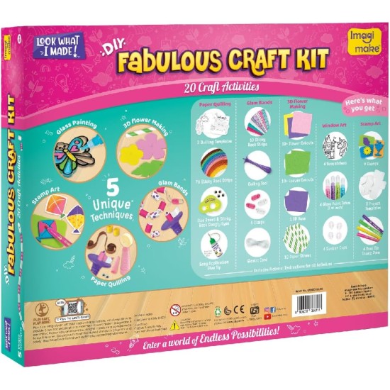 Imagimake 3-in-1 Awesome Craft Kit - Kids Arts and Crafts - Arts and Crafts for Kids Ages 6-8 - Air Dry Clay, Paper Quilling Kit, Stamp for Kids - Gifts for 5, 6, 7, 8 Year Old Girls