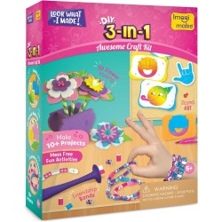 Imagimake 3-in-1 Awesome Craft Kit - Kids Arts and Crafts - Arts and Crafts for Kids Ages 6-8 - Air Dry Clay, Paper Quilling Kit, Stamp for Kids - Gifts for 5, 6, 7, 8 Year Old Girls