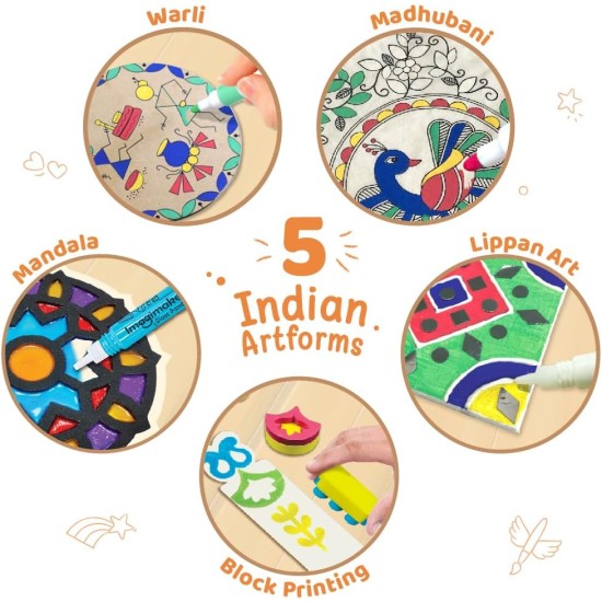 Imagimake 3-in-1 Awesome Craft Kit - Kids Arts and Crafts - Arts and Crafts for Kids Ages 6-8 - Air Dry Clay, Paper Quilling Kit, Stamp for Kids - Gifts for 5, 6, 7, 8 Year Old Girls