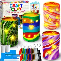 Make Your Own Clay Luminaries - Arts and Crafts Clay kit for Boys Girls and Teens Age 6 7 8 9 10 11 12 Year Old and up - Make 4 Clay Lantern