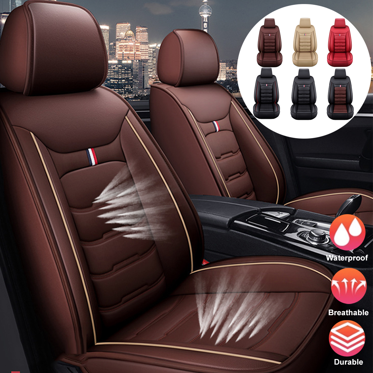 1PC-Universal-Car-SUV-Front-Seat-Cover-PU-Leather-Full-Surround-Protector-1764714-2