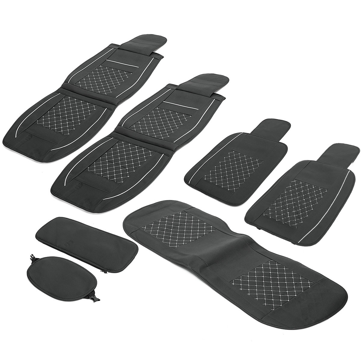 7PCS-PU-Leather-Car-Seat-Cushion-Cover-Protector-Set-for-5-Seat-Cars-Black-White-1339333-2