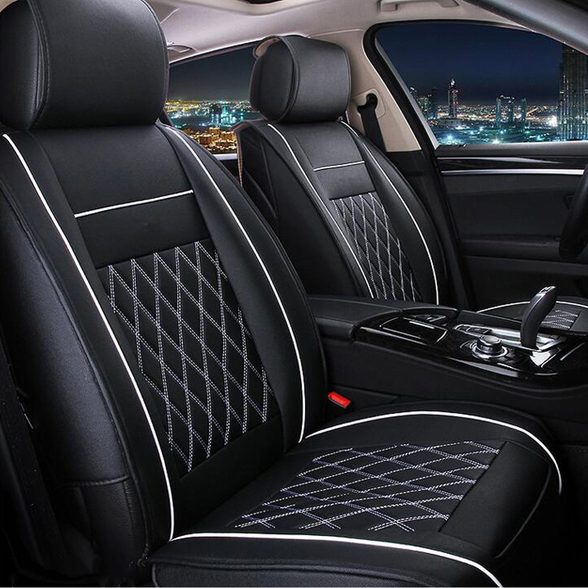 7PCS-PU-Leather-Car-Seat-Cushion-Cover-Protector-Set-for-5-Seat-Cars-Black-White-1339333-10