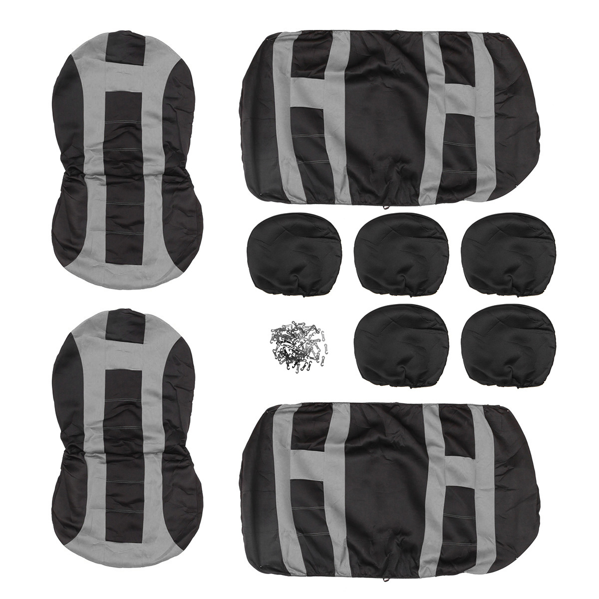 Universal-Car-Seat-Covers-Front-Rear-Protectors-9-Piece-Set-Washable-GreyBlack-1114093-2