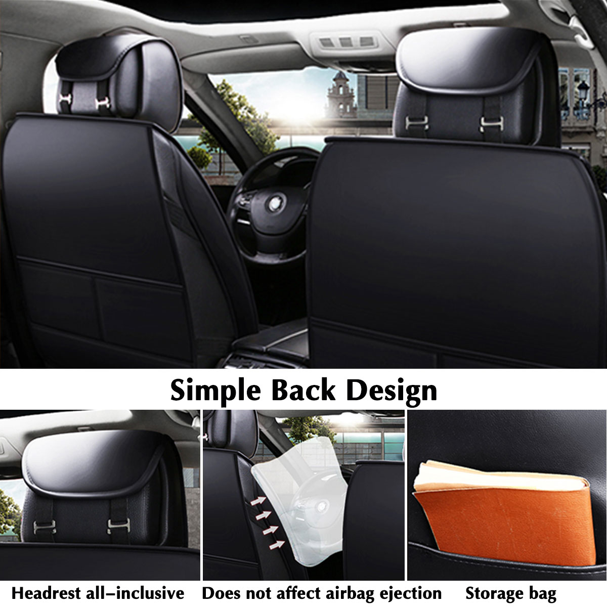 Universal-PU-Leather-Car-Front-Seat-Cushion-Cover-Non-slip-Protector-Mat-Black-1664889-4