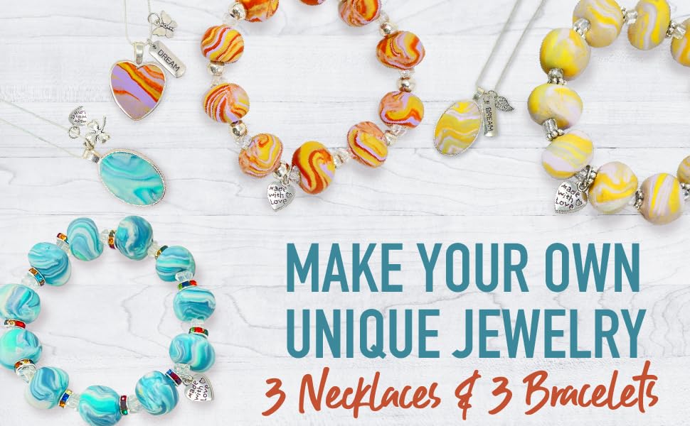 Make-Your-Own-Clay-Jewelry-Beads-Arts-and-Crafts-Kit-for-Girls-Gifts-Ages-8-9-10-11-12-Teen-Years-Old-and-Up-3-Bracelets-and-3-Necklaces-7093-3